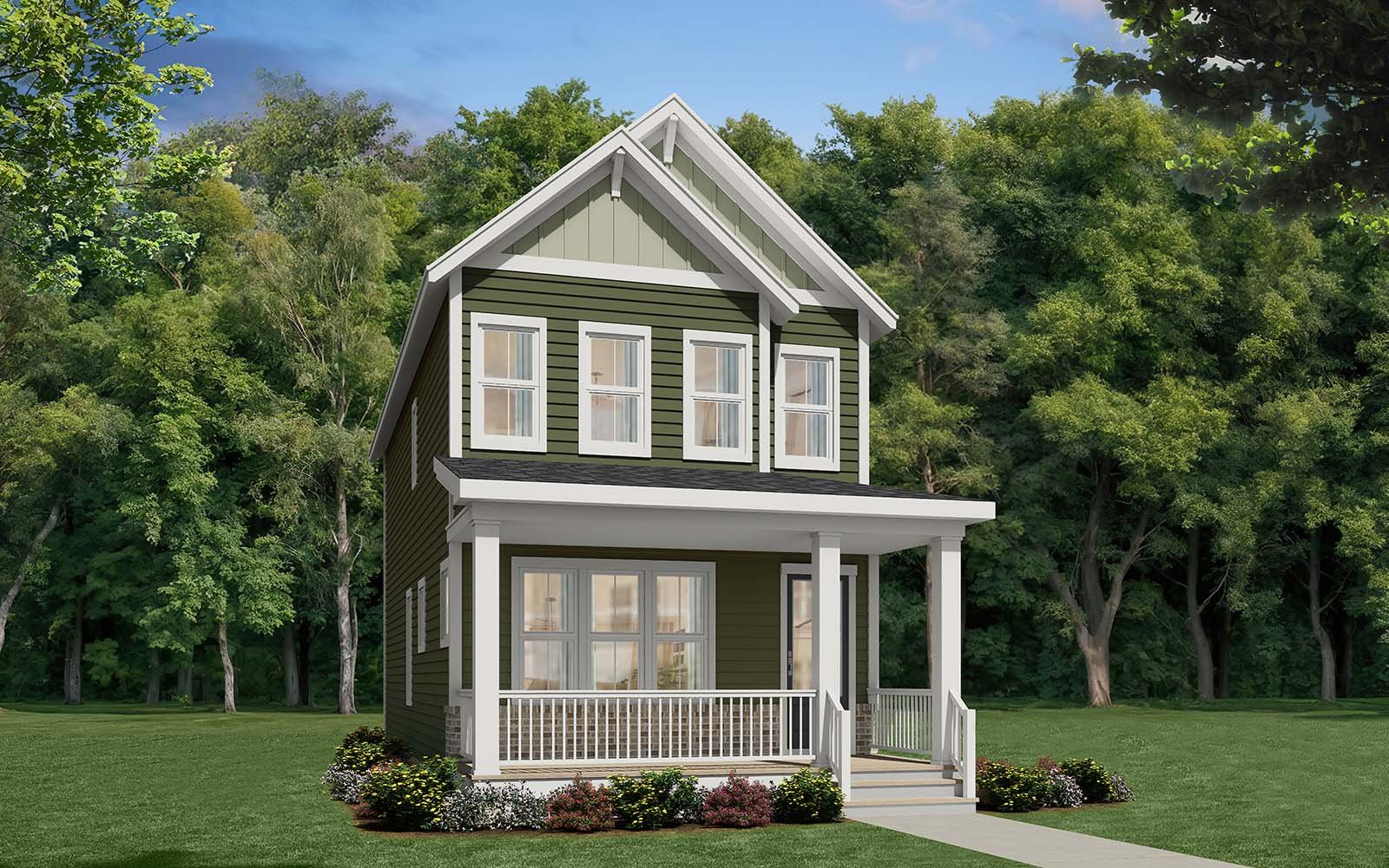 A rendering of elevation 1 of the Aiden.