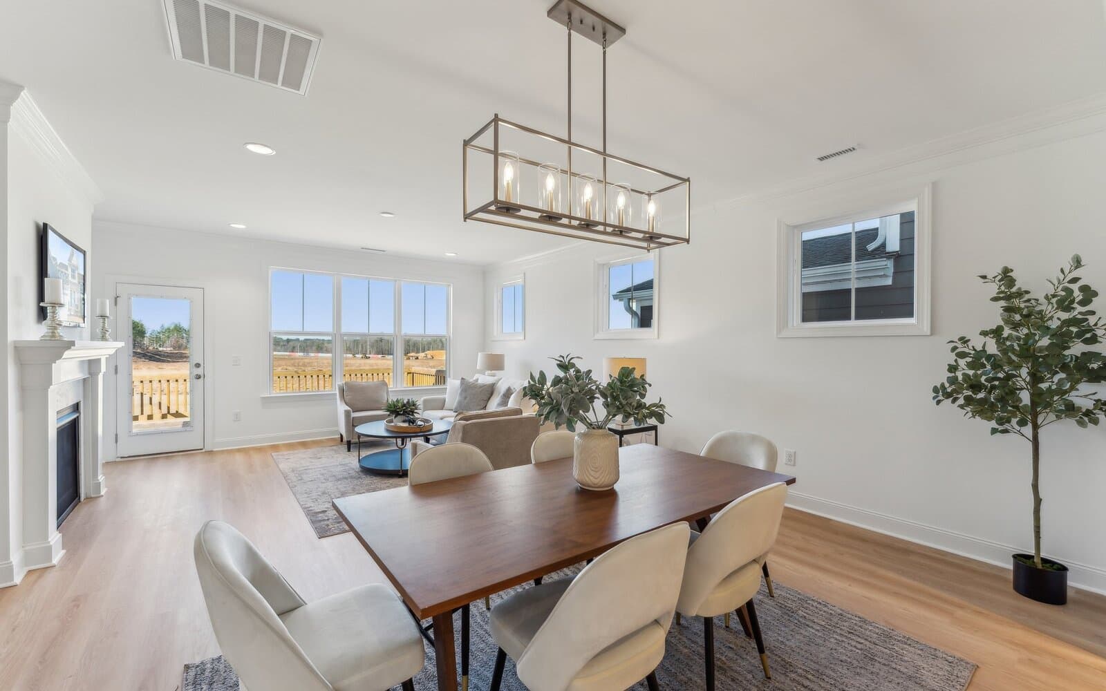 The dining area of the Declan single family home by Brookfield Residential at Wendell Falls.