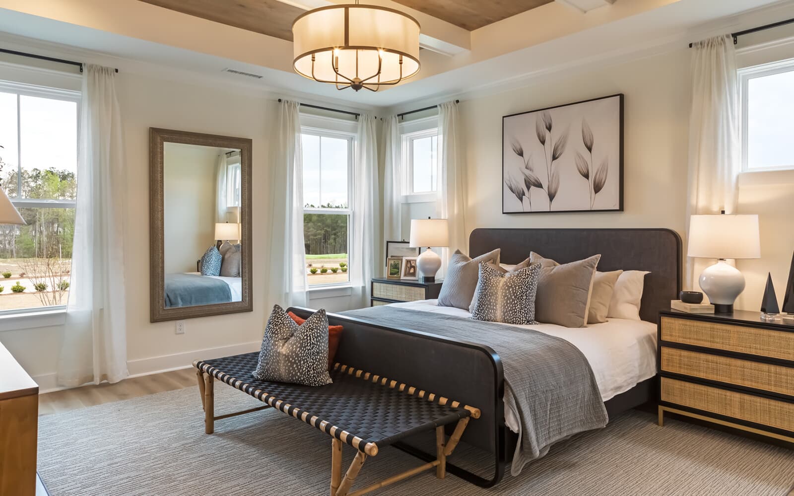 The primary bedroom of the Declan by Brookfield Residential