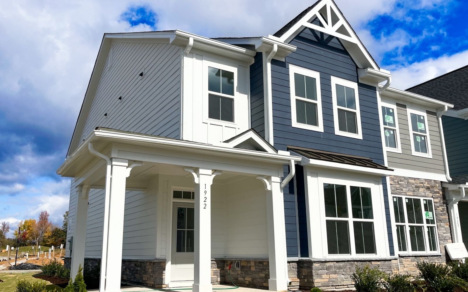 The Lennox end townhome by Brookfield Residential at Wendell Falls.
