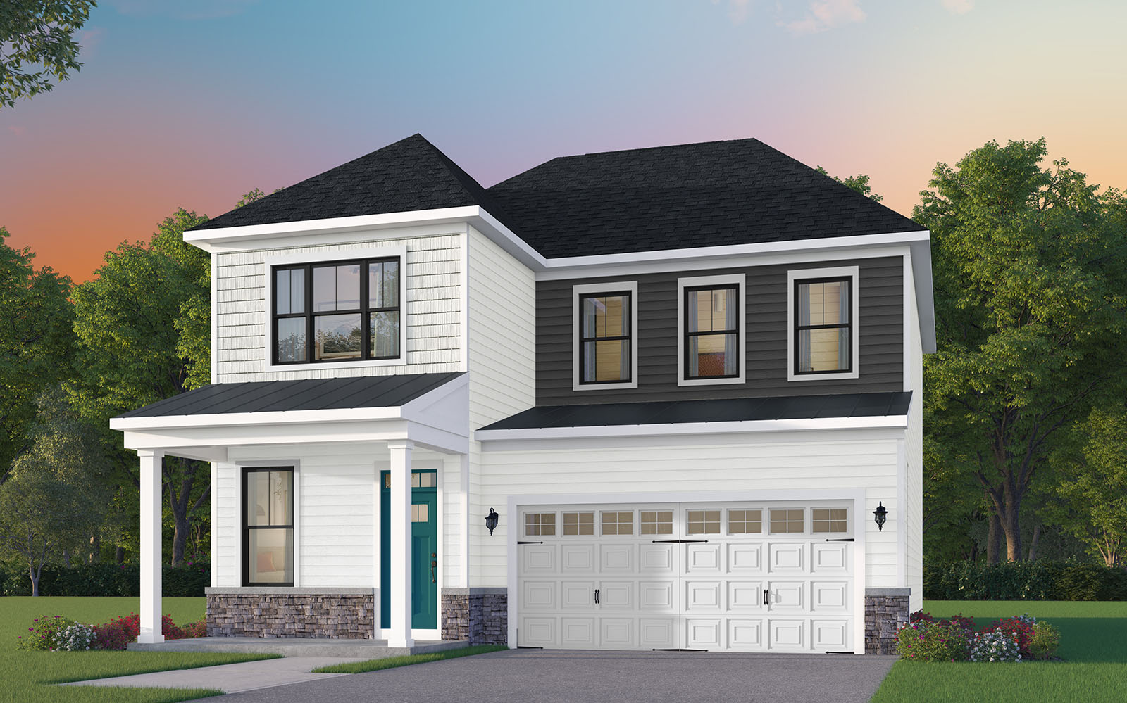 Elevation 5 A rendering of elevation 5 of the Sterling at Wendell Falls by Brookfield Residential