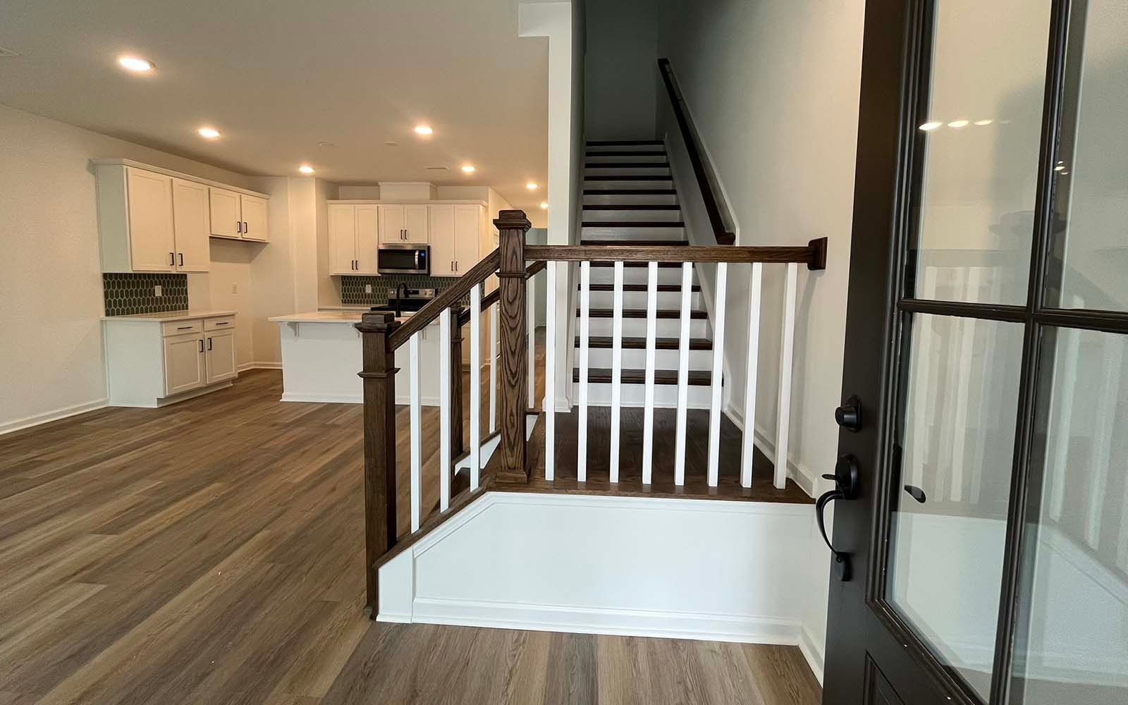 A entry way of the Lennox on homesite 2550 by Brookfield Residential at Wendell Falls.