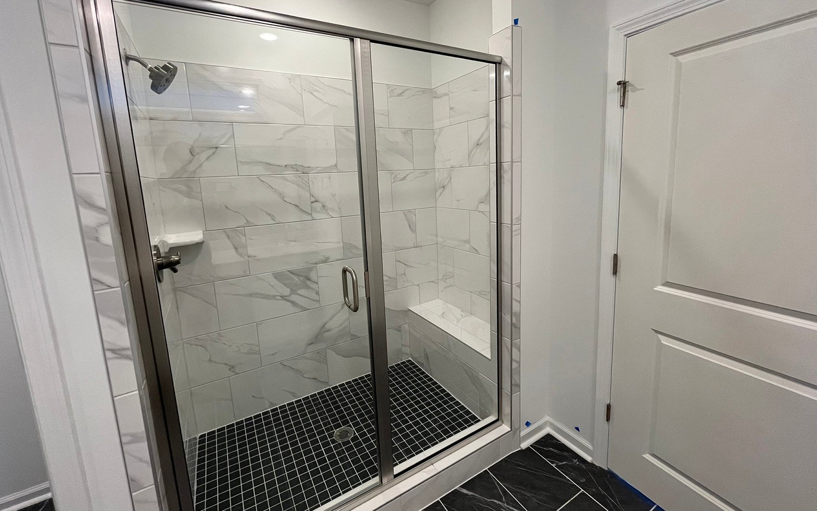 The primary bathroom in the Declan on homesite 2433 by Brookfield Residential at Wendell Falls.