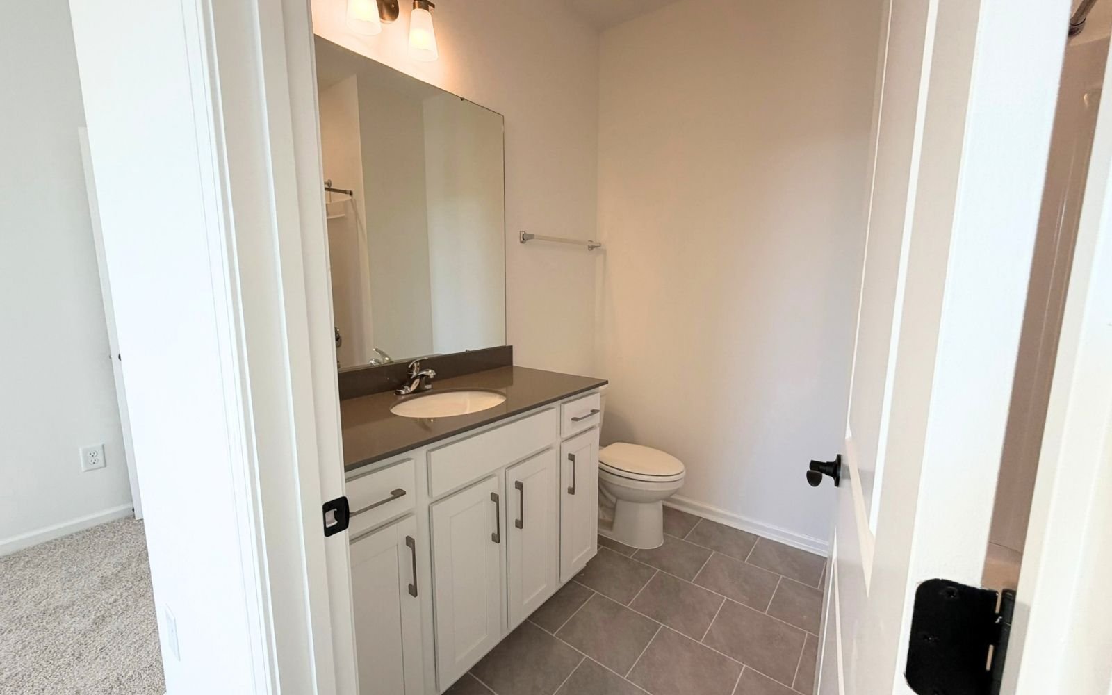 A secondary bathroom of the Grayson at Wendell Falls.