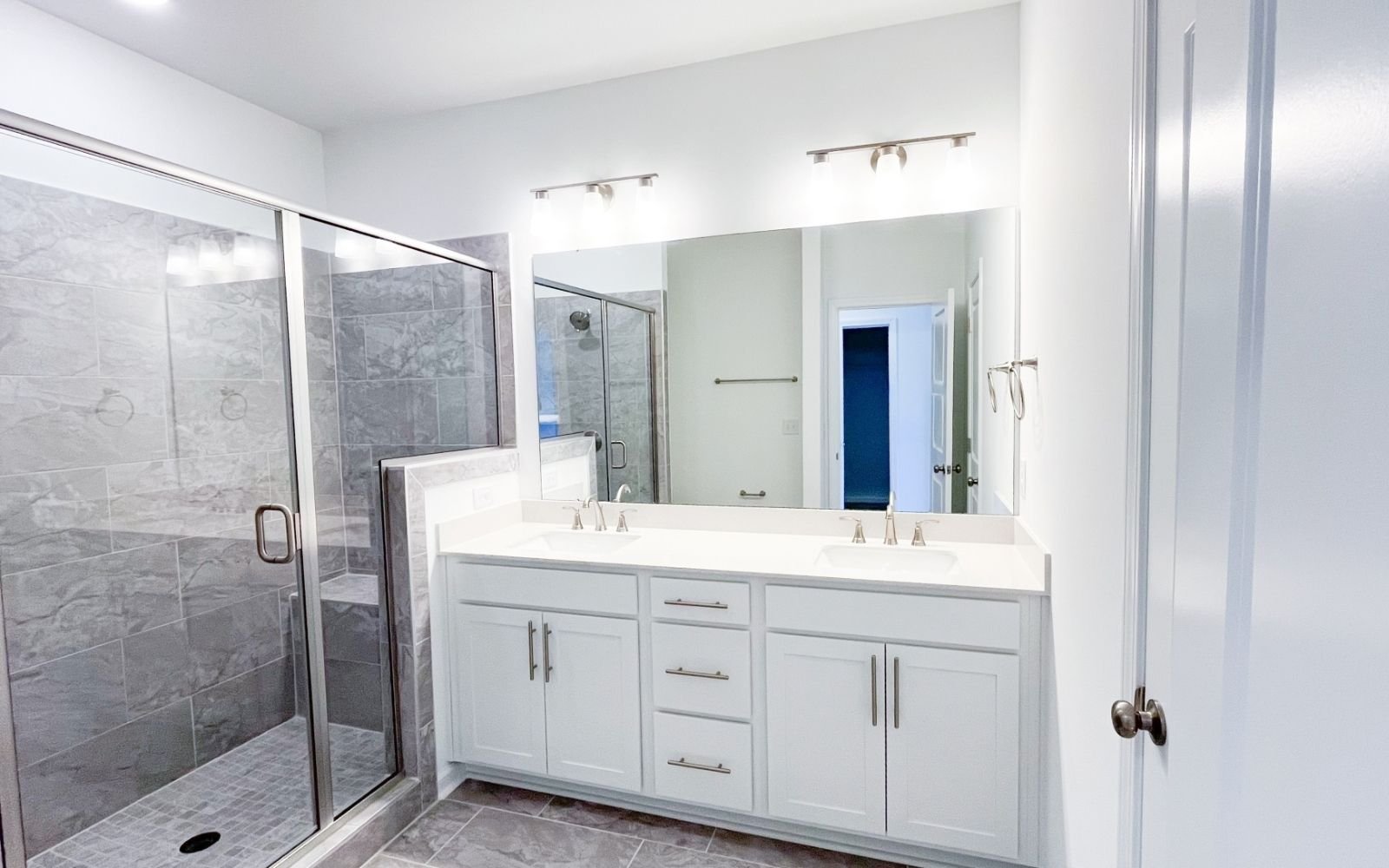 The primary bathroom in the Lennox on homesite 2575 by Brookfield Residential.