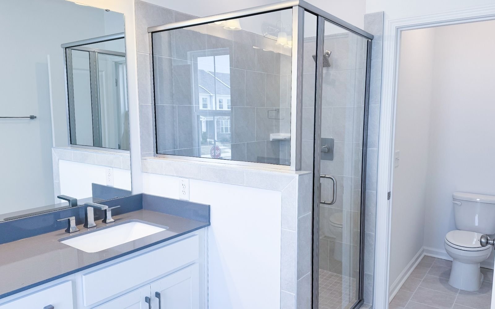 The primary bathroom of the Morgan on homesite 2556 at Wendell Falls.