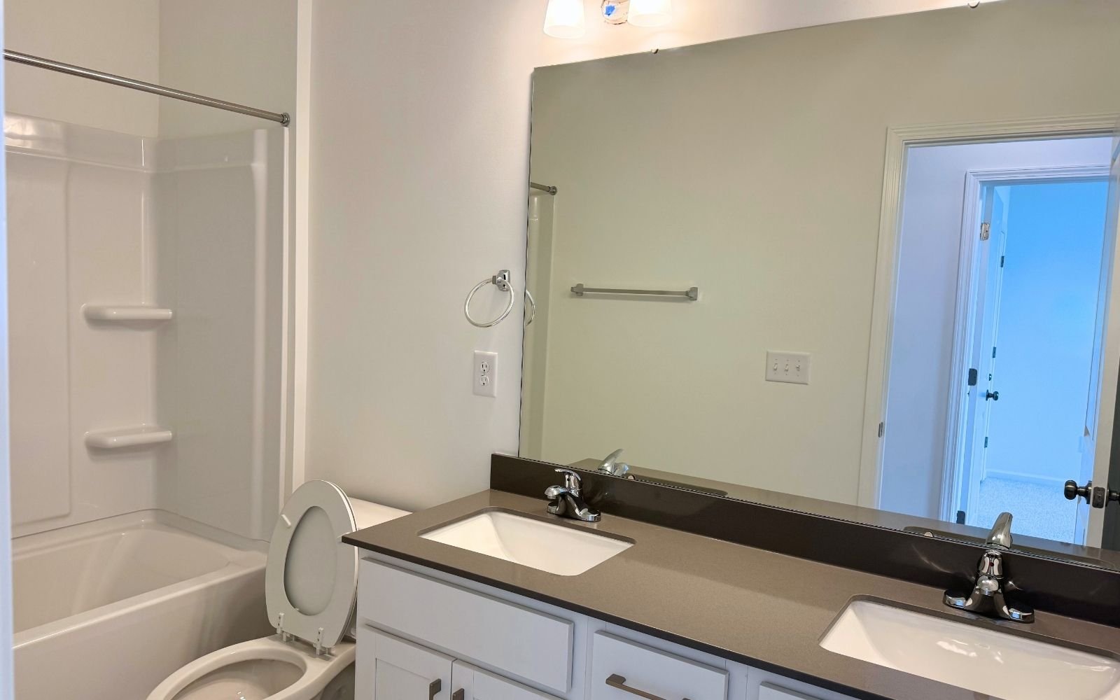 A secondary bathroom in the Morgan on homesite 2570 at Wendell Falls.