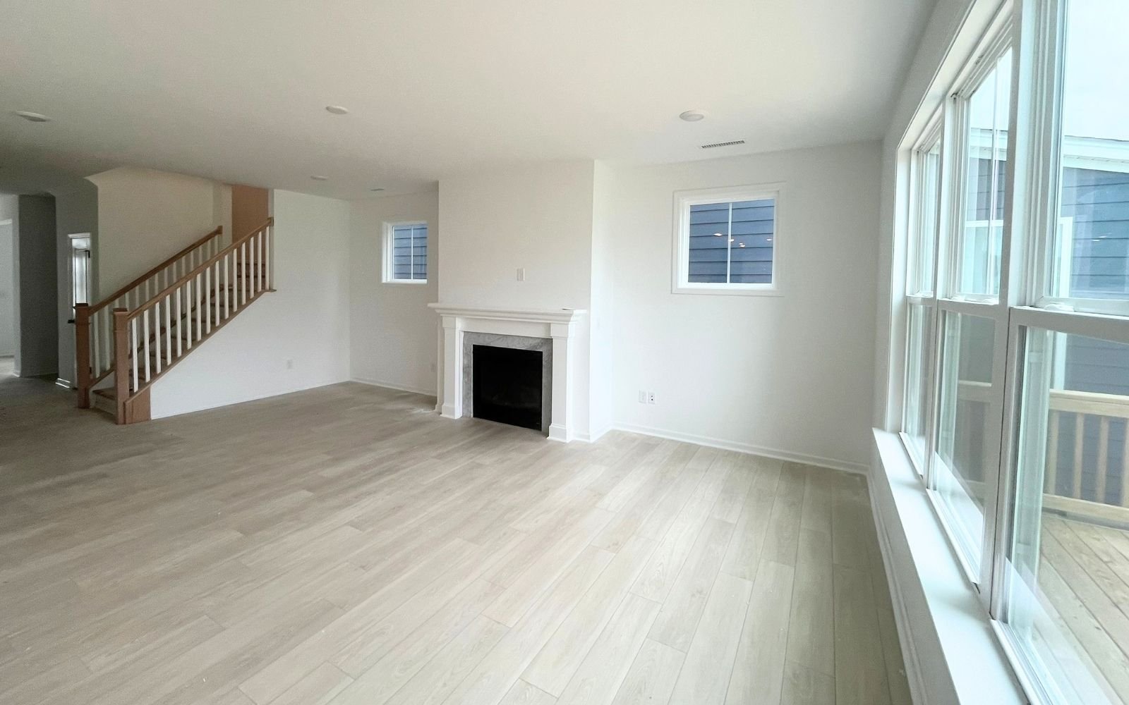 The family room of the Sterling on homesite 2436 by Brookfield Residential at Wendell Falls.