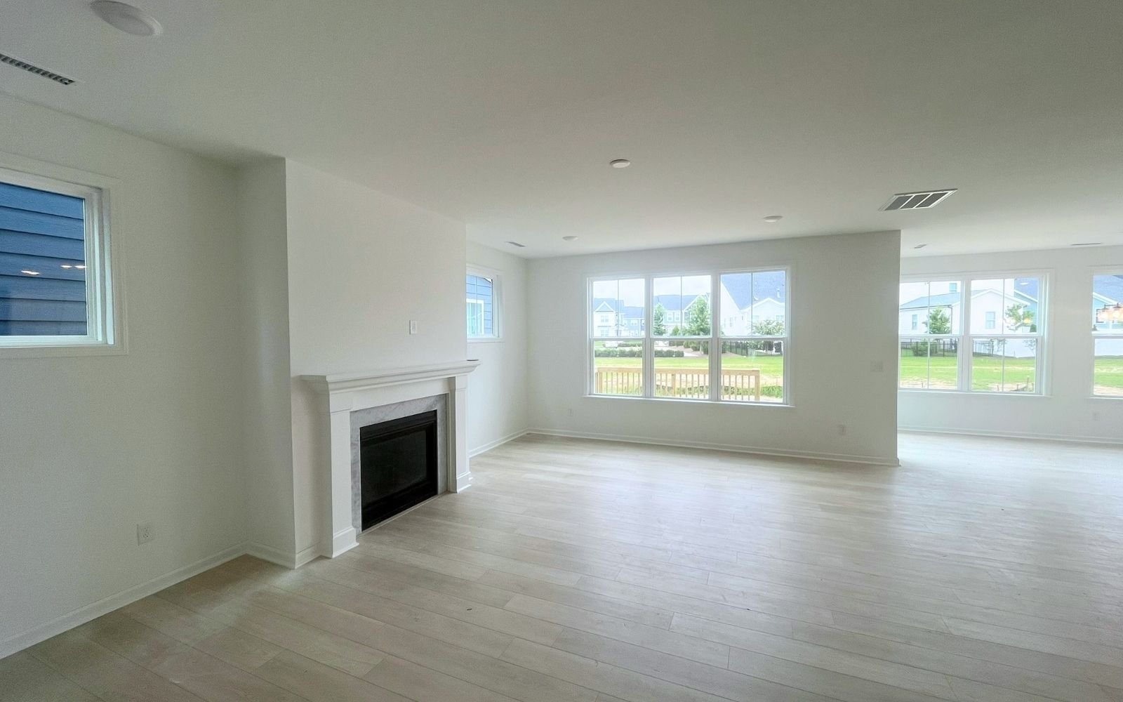 The great room of the Sterling on homesite 2436 by Brookfield Residential at Wendell Falls.