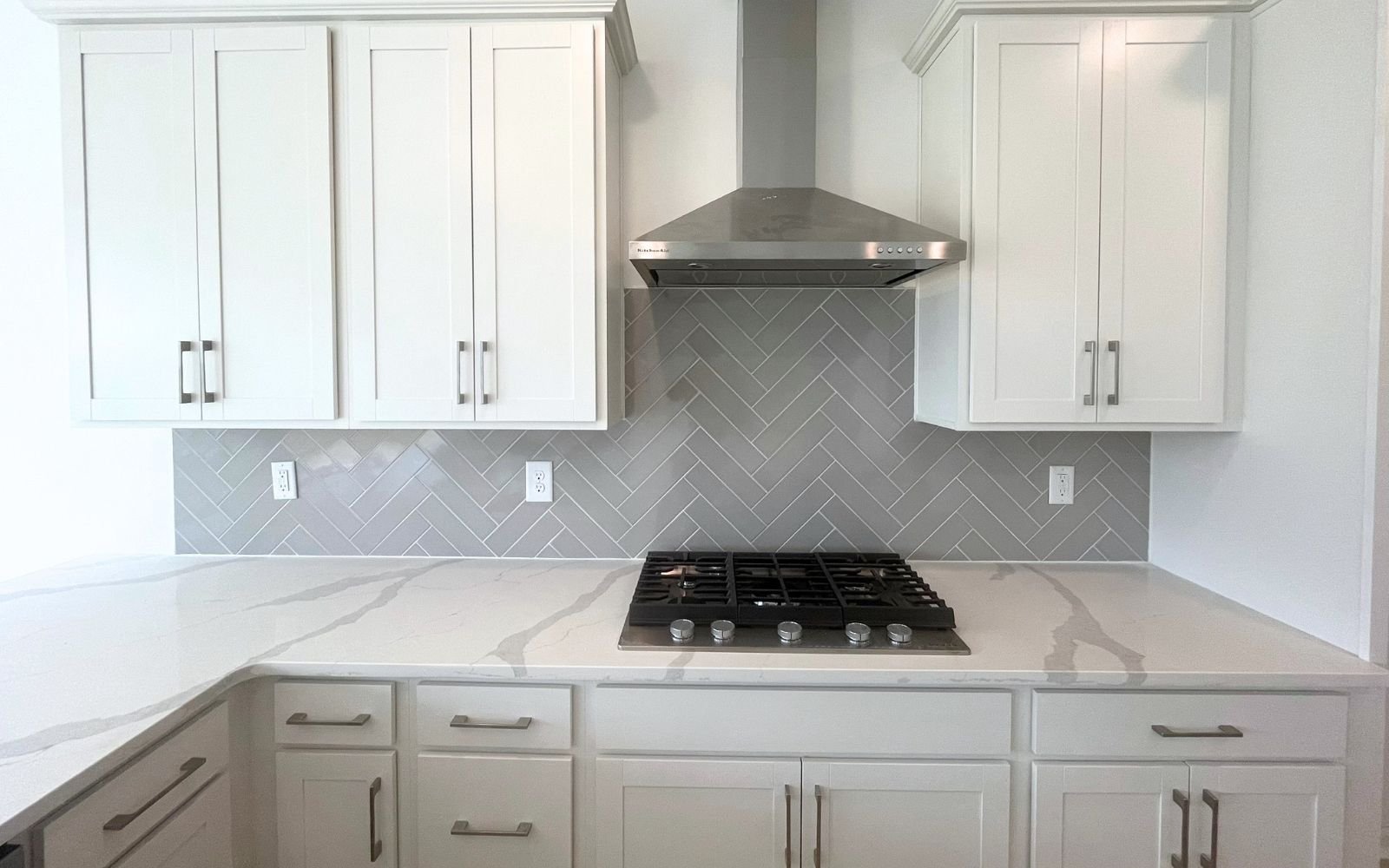 The kitchen details in the Sterling on homesite 2436 by Brookfield Residential at Wendell Falls.