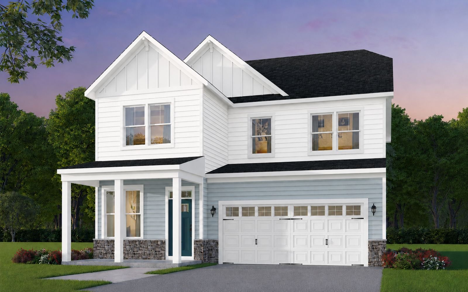 A rendering of the Sterling on homesite 2436 by Brookfield Residential at Wendell Falls.