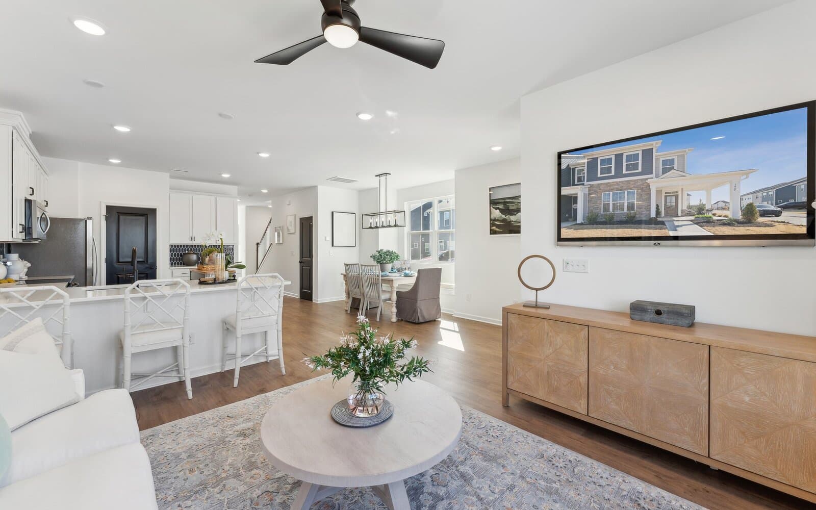 The main level of the Morgan townhome model by Brookfield Residential at Wendell Falls.