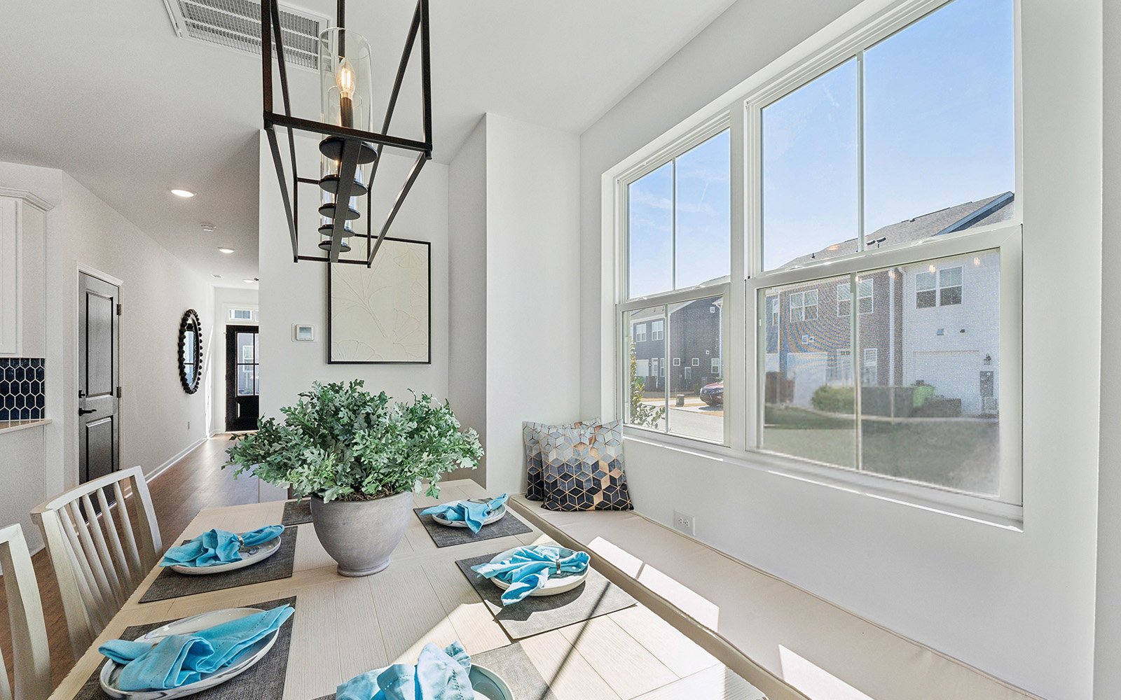 The dining room in the Morgan townhome by Brookfield Residential at Wendell Falls.