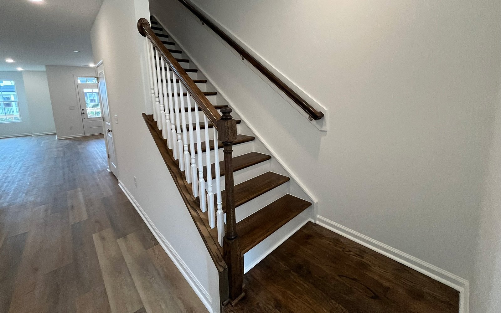 The stairs in the Morgan on homesite 2548 by Brookfield Residential at Wendell Falls.