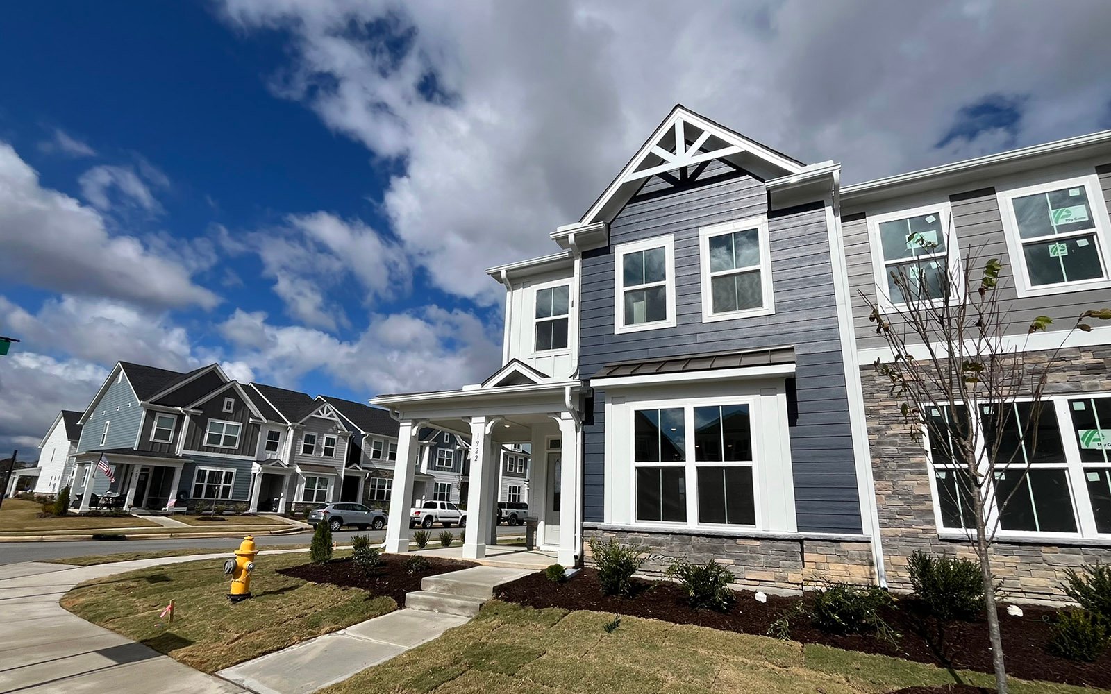 The front exterior of the Lennox at Wendell Falls on homesite 2557.