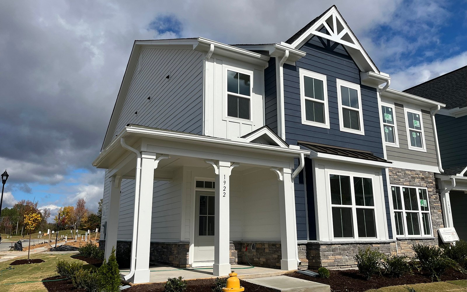 The front exterior of the Lennox at Wendell Falls on homesite 2557.