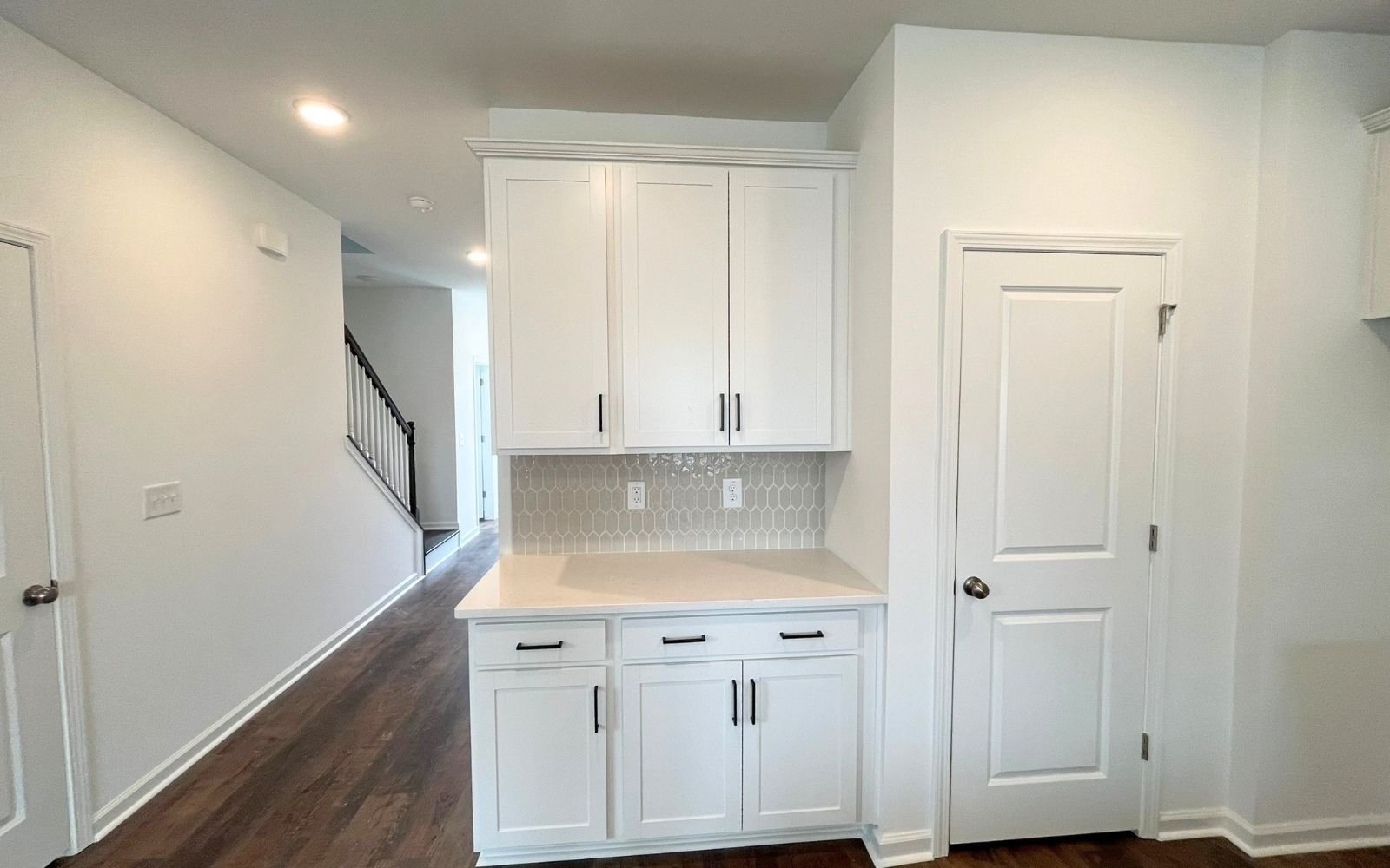The kitchen cabinets of the Morgan on homesite 2579 by Brookfield Residential at Wendell Falls.