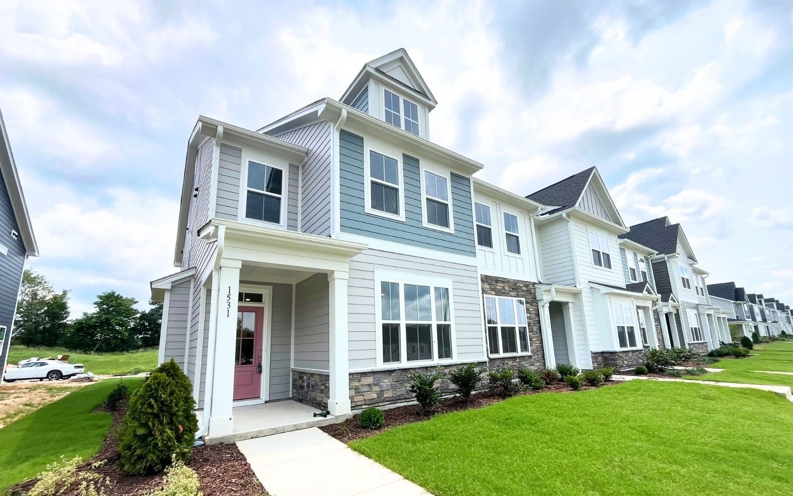 The exterior of the Morgan on homesite 2579 by Brookfield Residential at Wendell Falls.