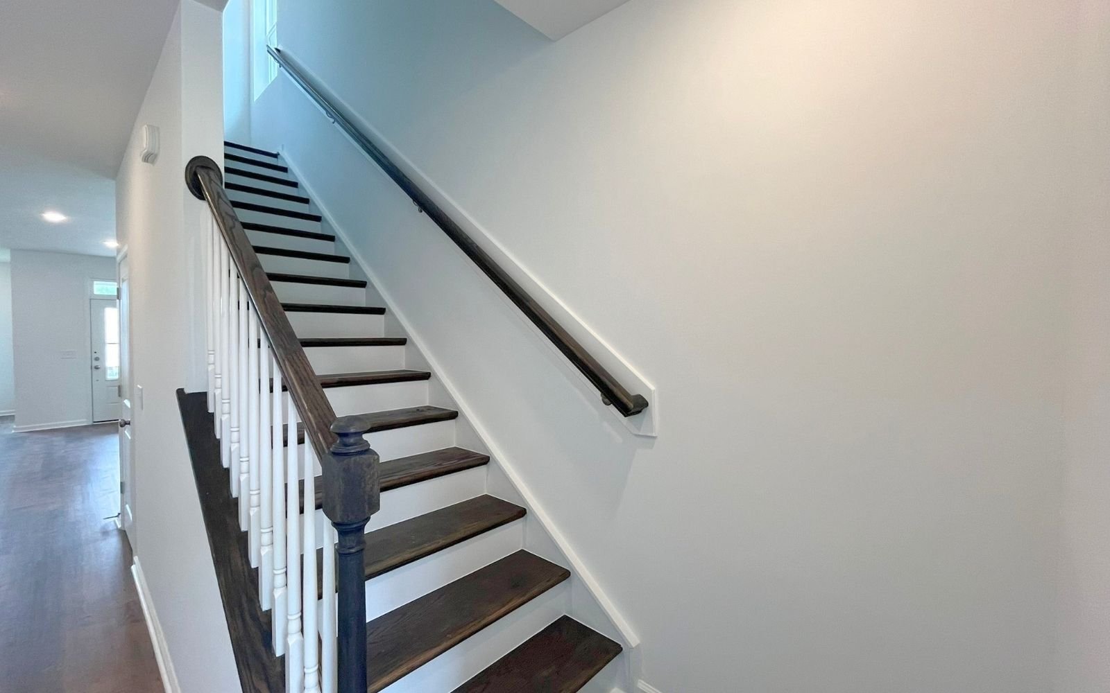 The stairs of the Morgan on homesite 2579 by Brookfield Residential at Wendell Falls.