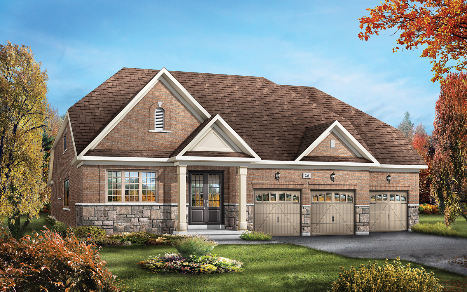 60' Waverly Elevation B design at Heartland in Baxter, ON