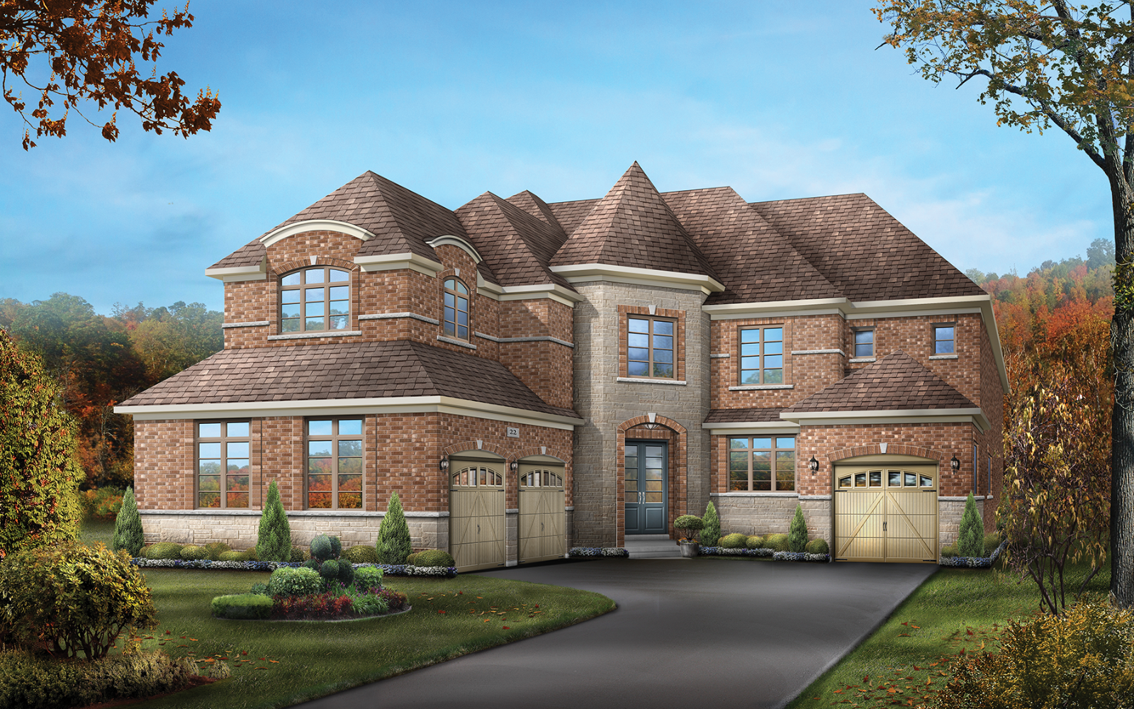 60' Beaconsfield Elevation B design at Heartland in Baxter, ON