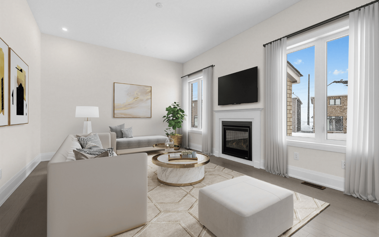 Virtually Staged photo of the Family Room in Lot 104 at Heartland in Baxter, ON