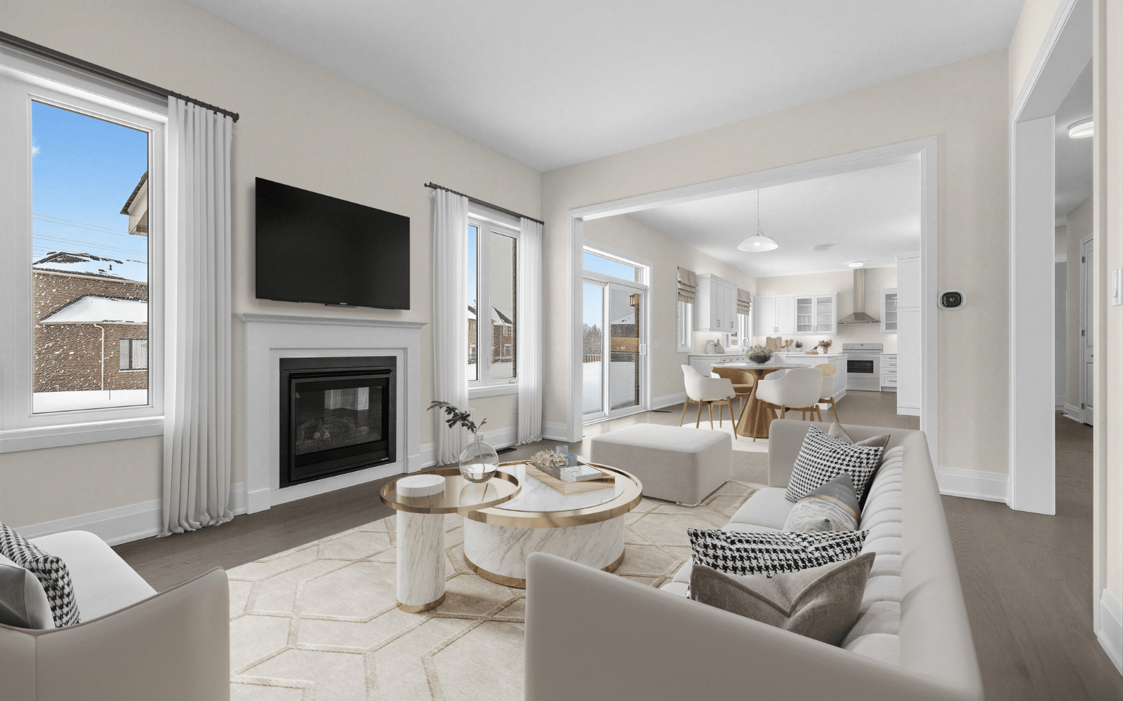 Virtually Staged photo of the Family Room in Lot 104 at Heartland in Baxter, ON