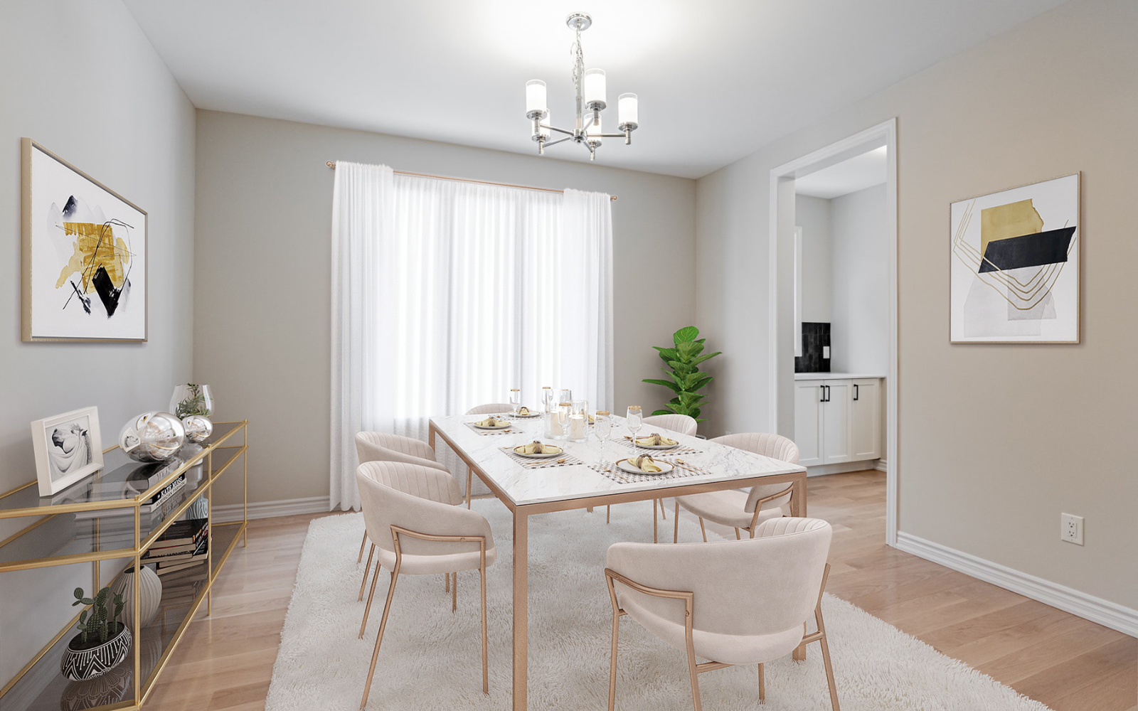 Virtually staged photo of the Dining Room in Lot 4 at Heartland in Baxter, Ontario