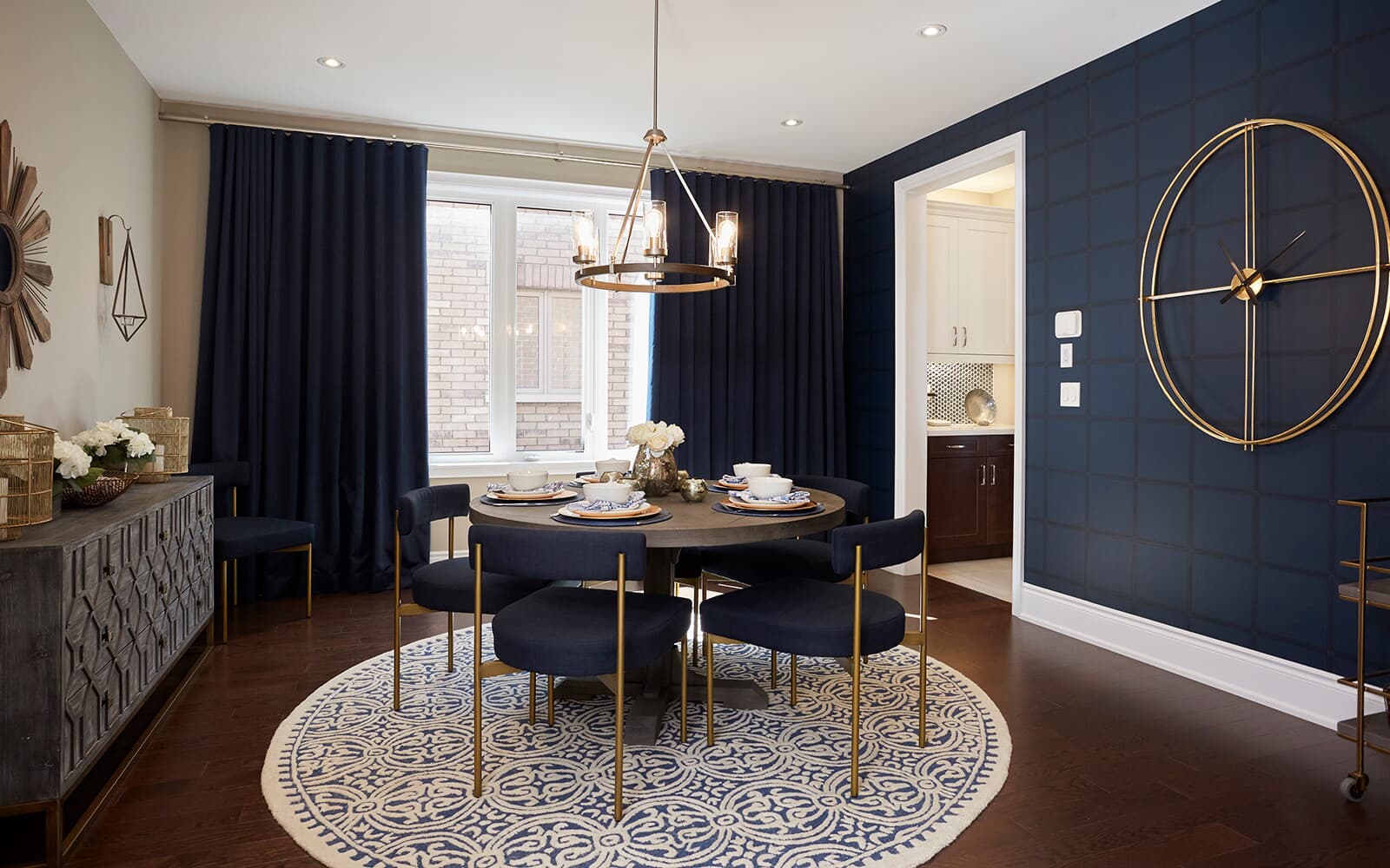Dining Room in the Westwood Model Home at Heartland in Baxter, Ontario.