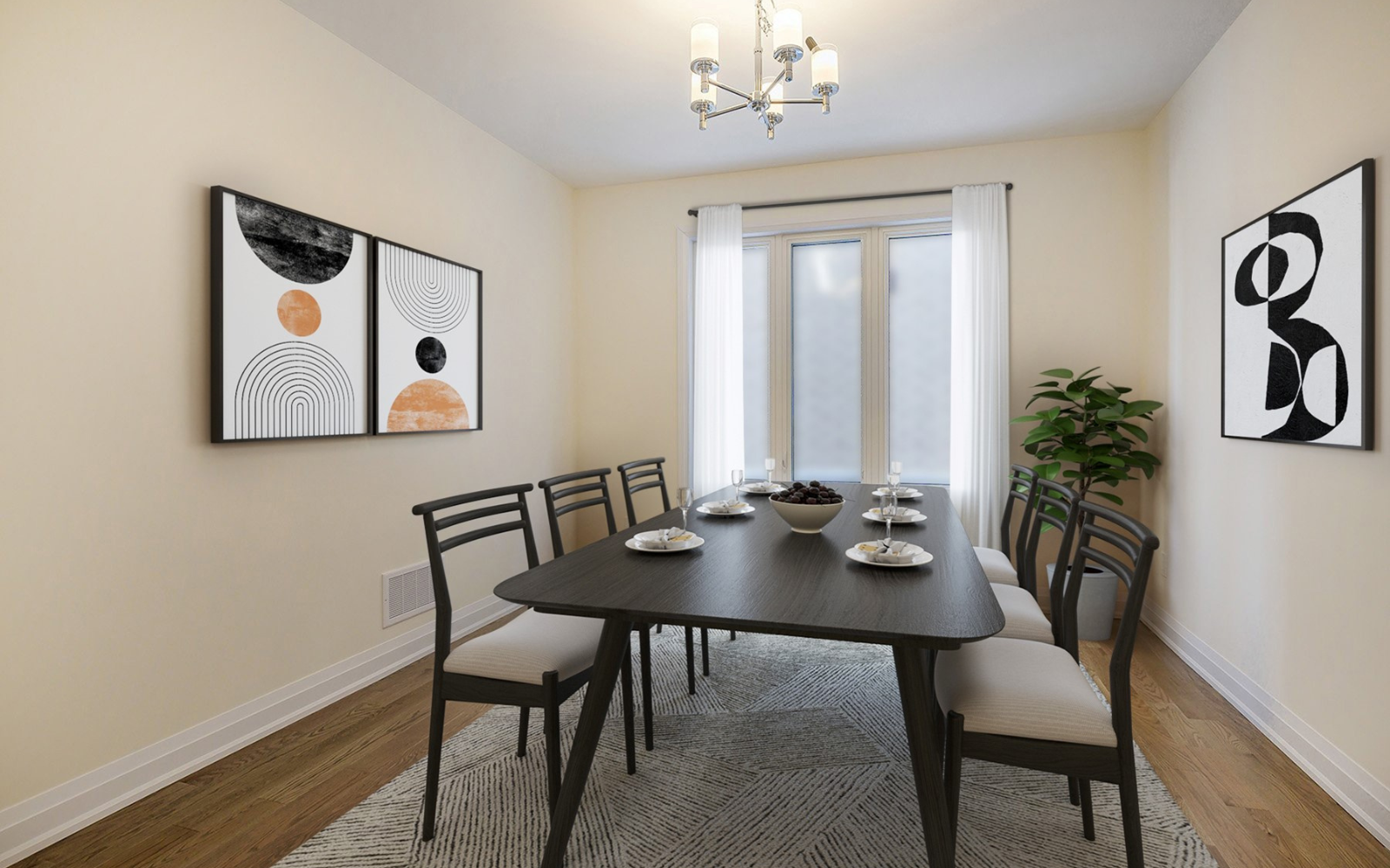 Virtually staged photo of the dining room in Lot 159 at Midhurst Valley