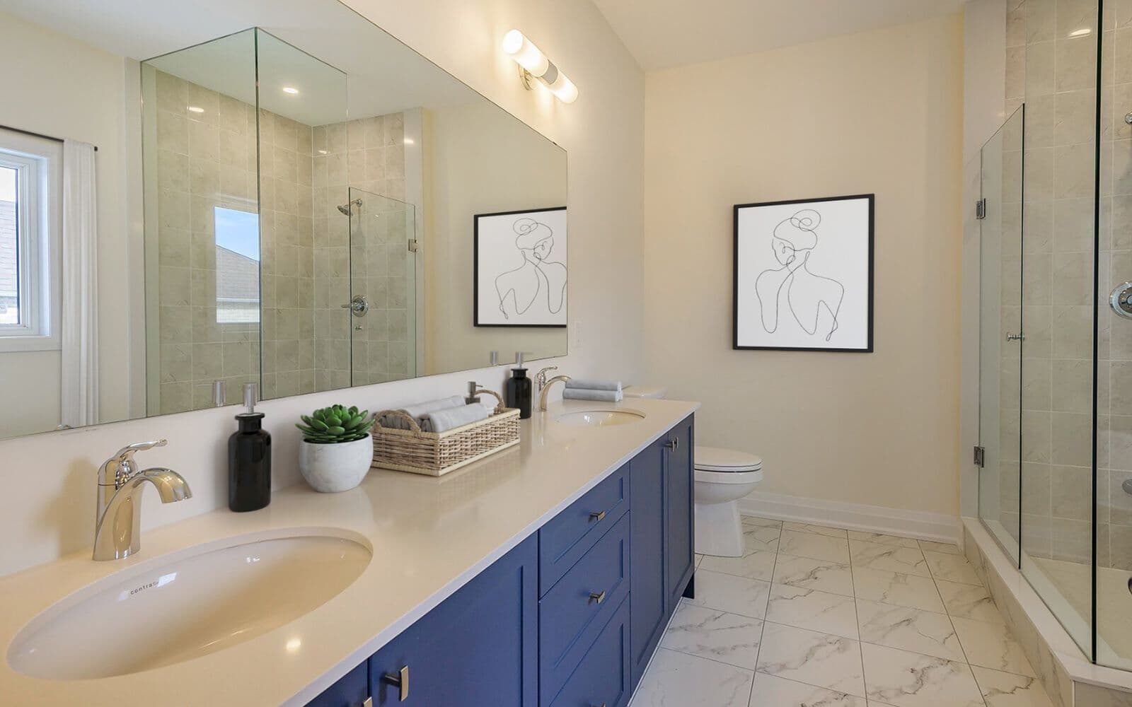 Virtually staged photo of the primary ensuite in Lot 159 at Midhurst Valley