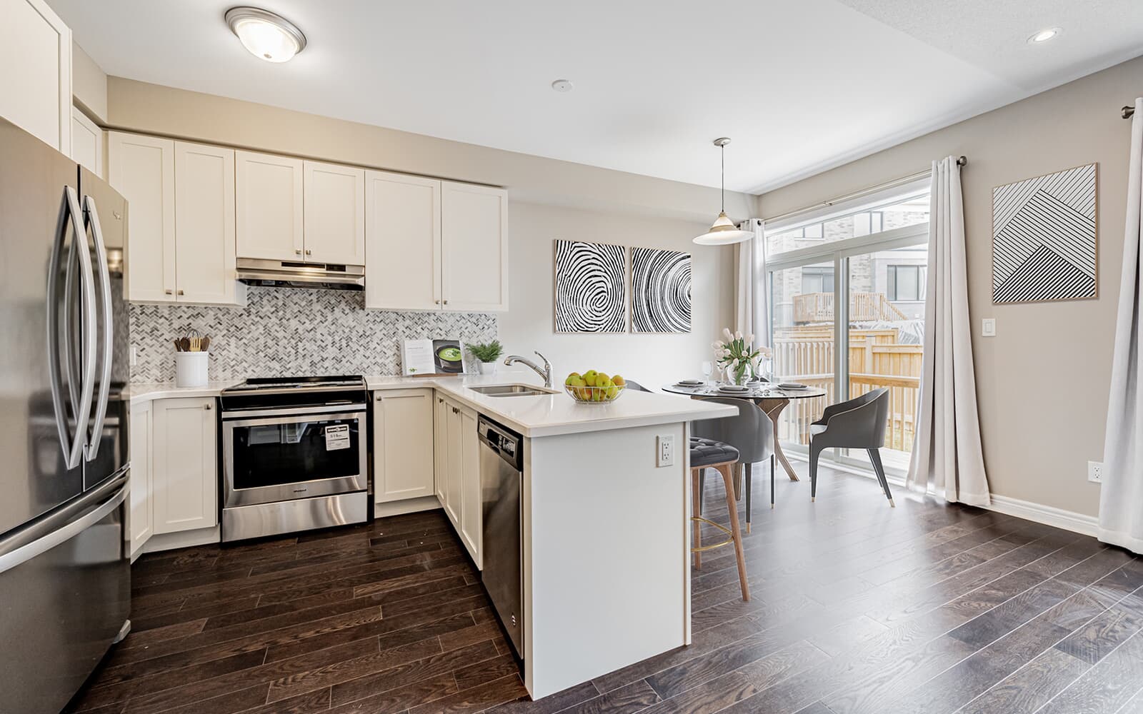 A white kitchen, in the New Seaton community.