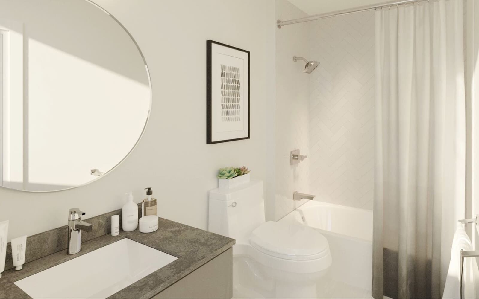 A rendering of a bathroom, in the New Seaton community.