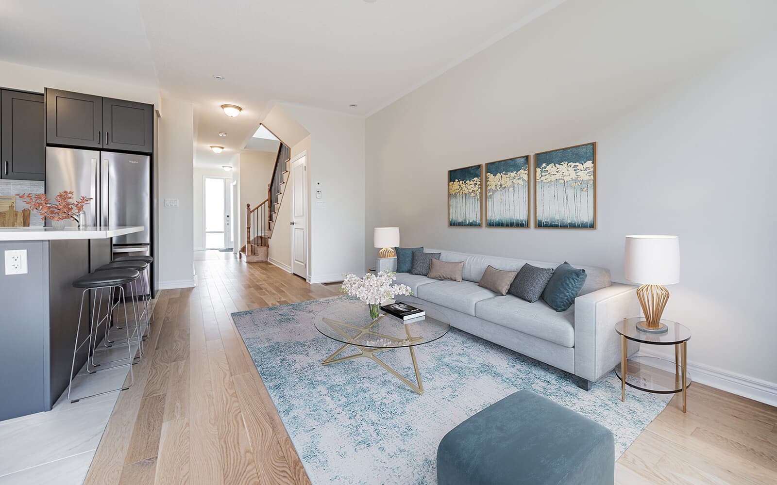 A family room, in the New Seaton community.