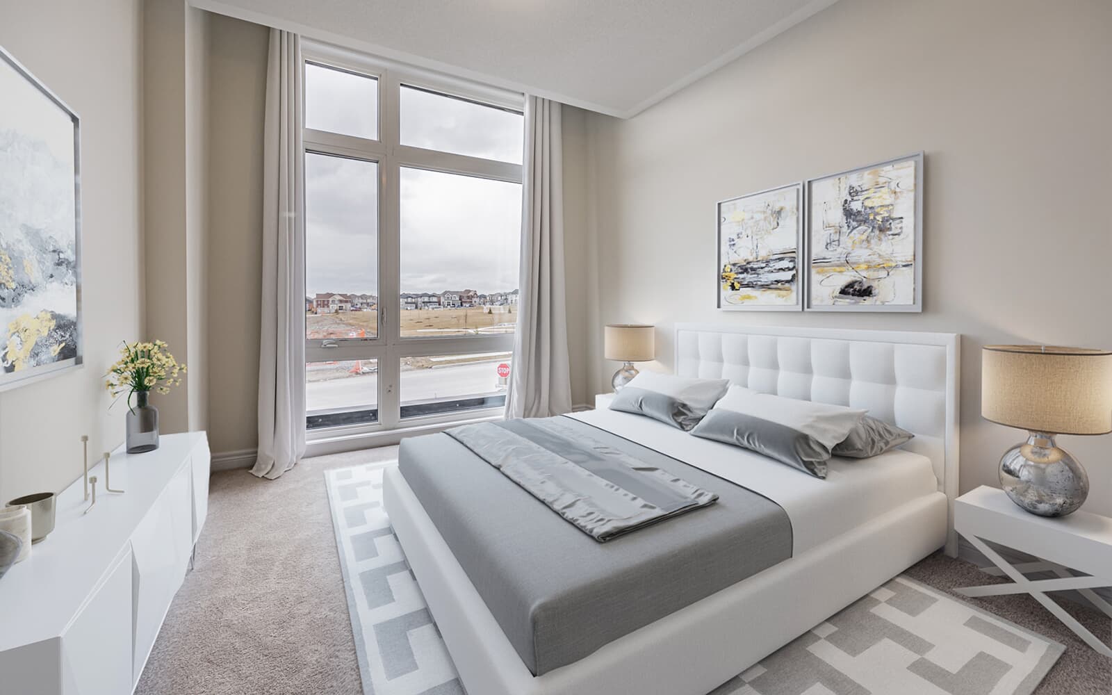 A bedroom, in the New Seaton community.