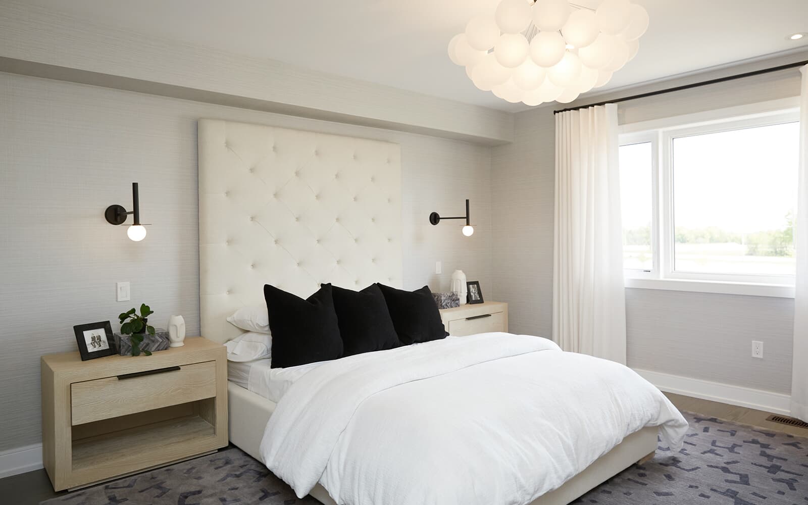 Primary Bedroom in the Glendale Model Home at New Seaton in Pickering, Ontario.