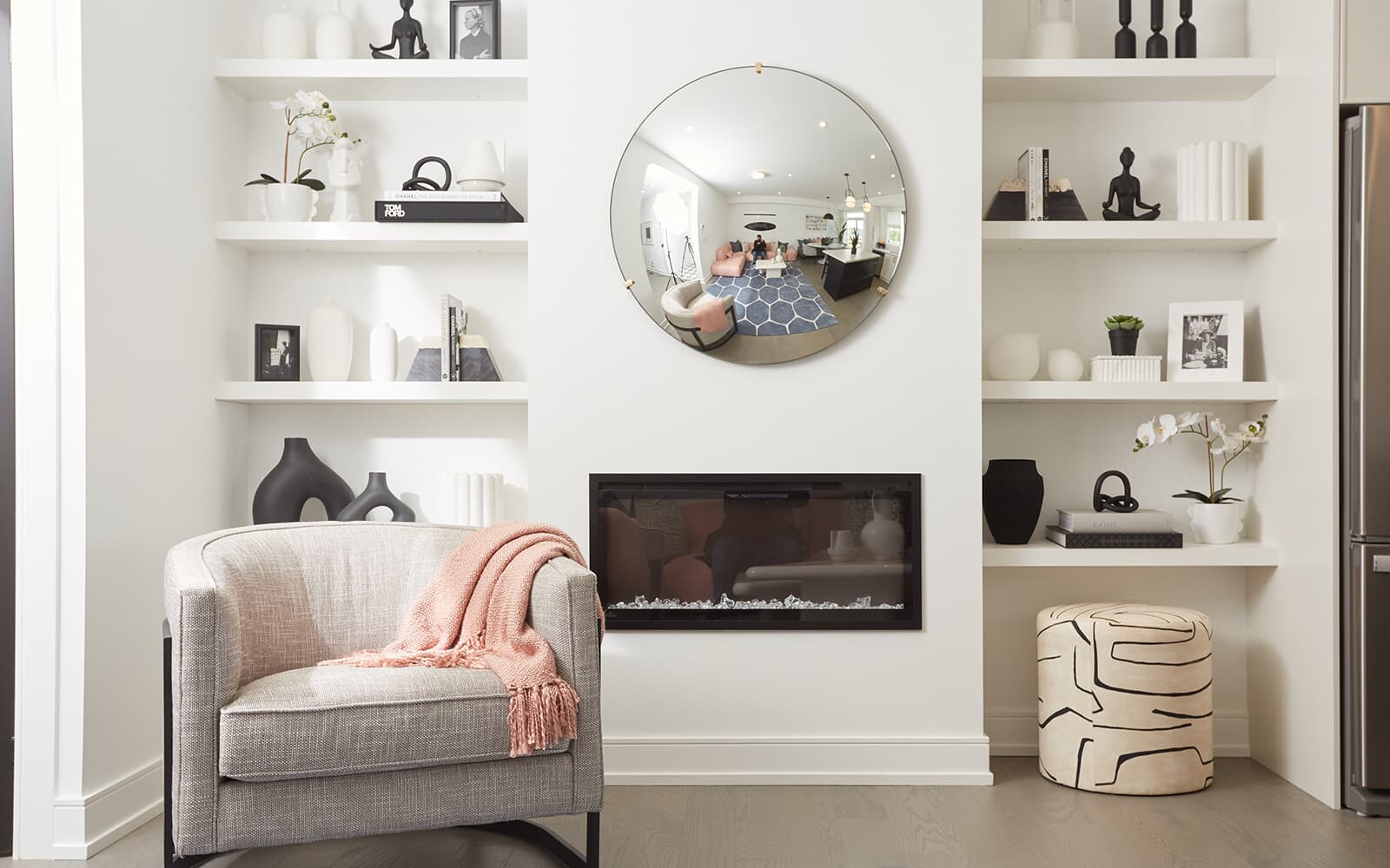 Family Room in the Glendale Model Home at New Seaton in Pickering, Ontario.