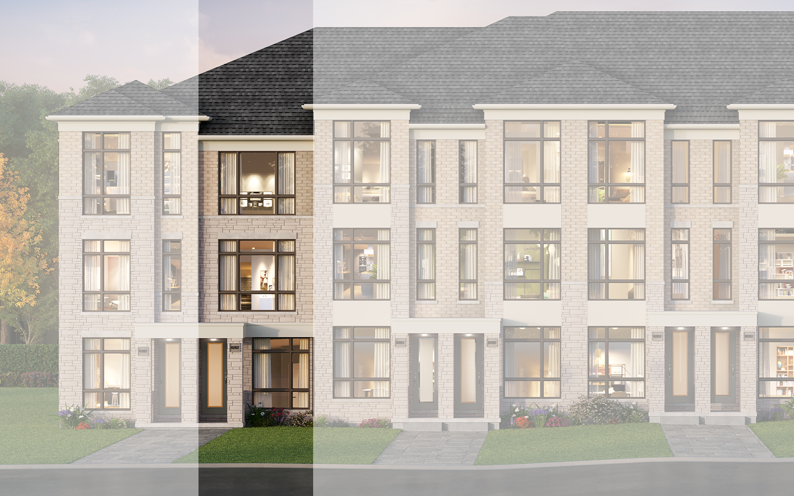 Exterior Rendering of the Whitevale Plan Style A1 at New Seaton in Pickering, Ontario.