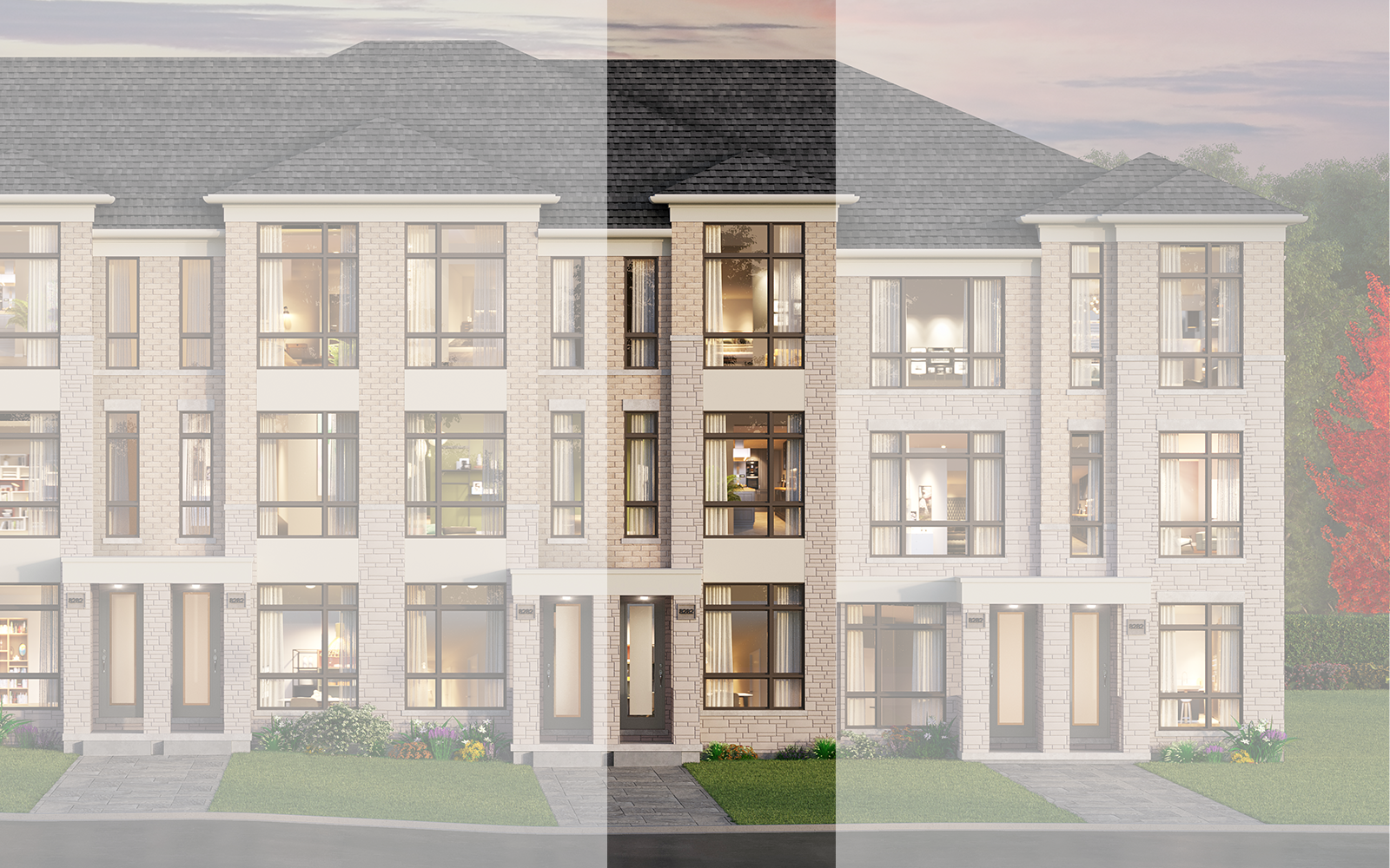 Exterior Rendering of the Cherrywood Plan Style A2 at New Seaton in Pickering, Ontario.