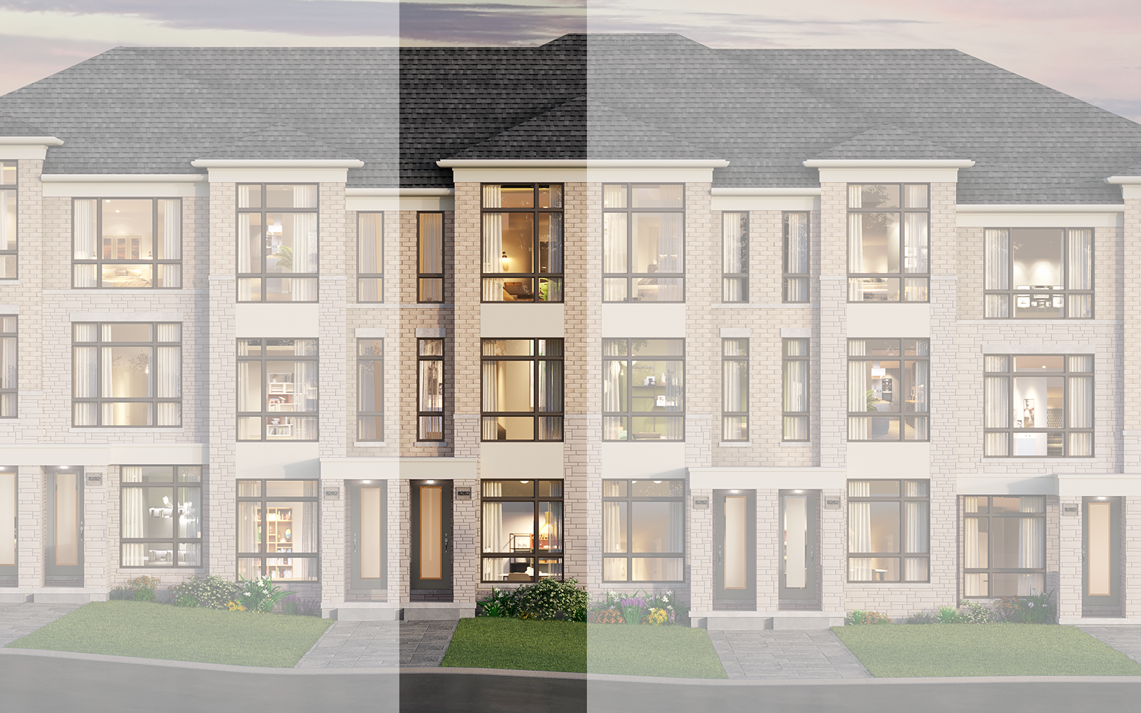 Exterior Rendering of the Cherrywood Plan Style A3 at New Seaton in Pickering, Ontario.