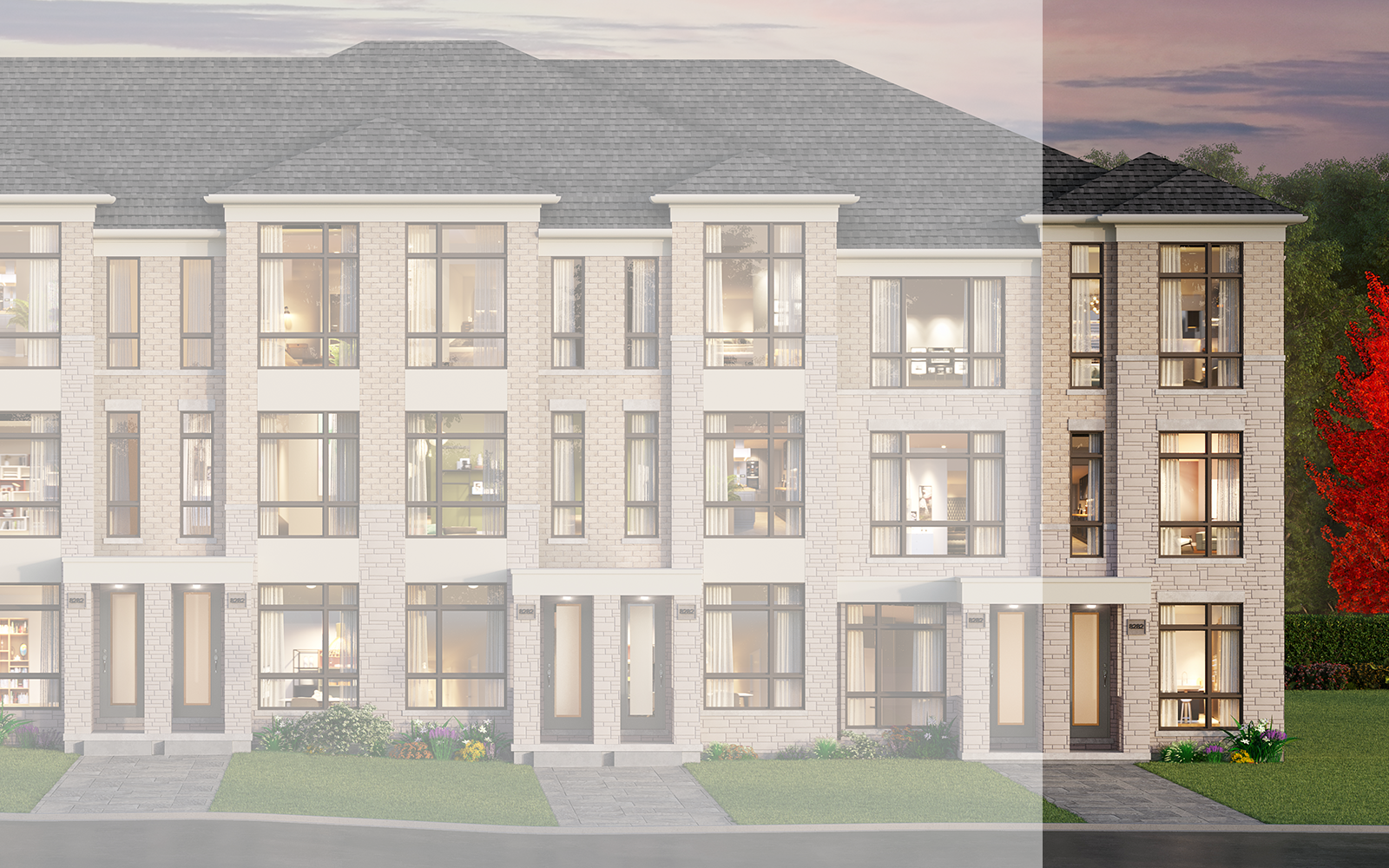 Exterior Rendering of the Cherrywood End Plan Style A4 at New Seaton in Pickering, Ontario.