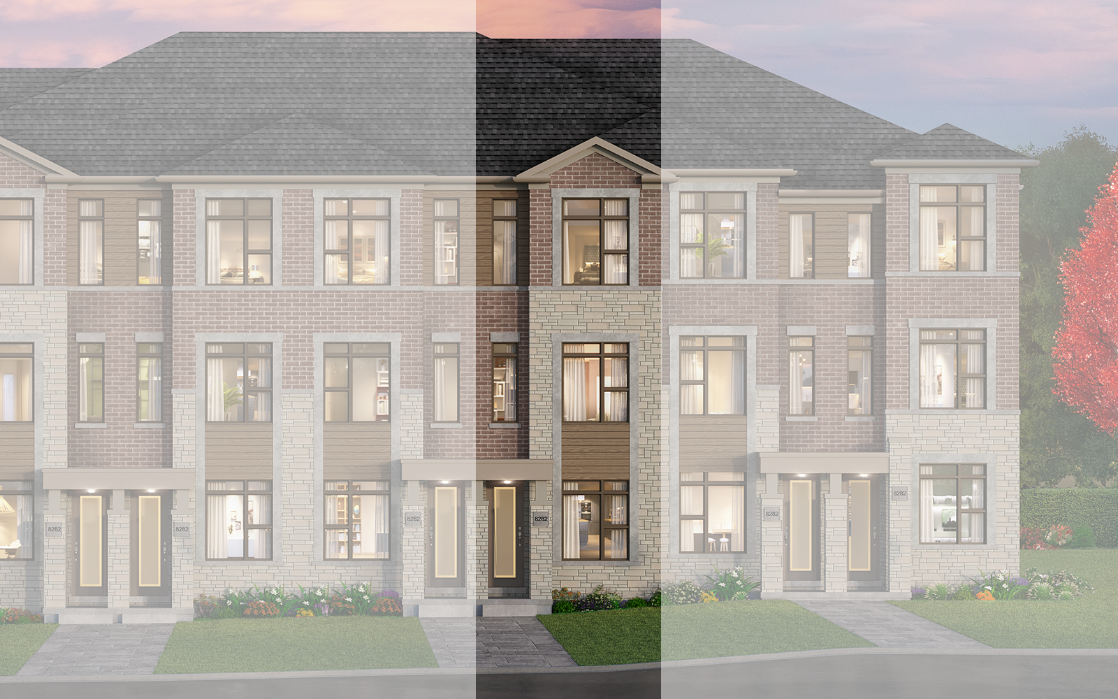 Exterior Rendering of the Cherrywood Plan Style B2 at New Seaton in Pickering, Ontario.