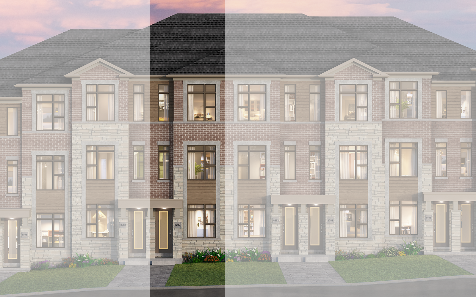 Exterior Rendering of the Cherrywood Plan Style B3 at New Seaton in Pickering, Ontario.