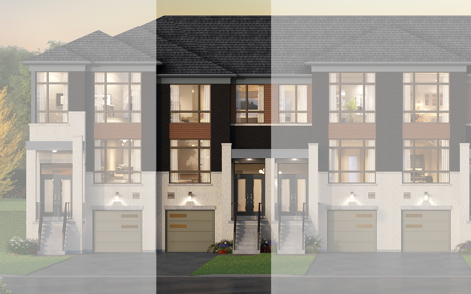 Exterior Rendering of the Brockridge Plan Style C2 at New Seaton in Pickering, Ontario.