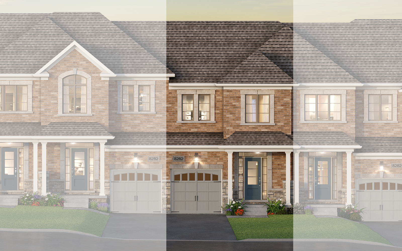 Exterior Rendering of the Altona Plan Style B2 at New Seaton in Pickering, Ontario.