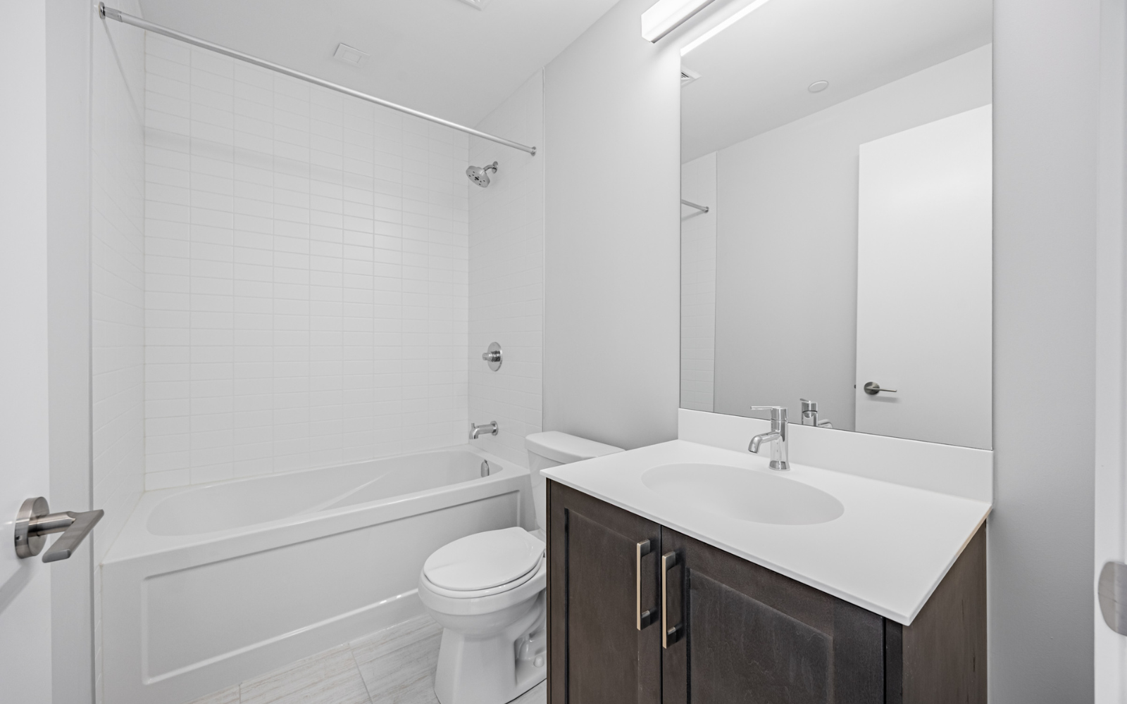 Photo of the bathroom in Suite 208 at Station No. 3 in Whitby, ON