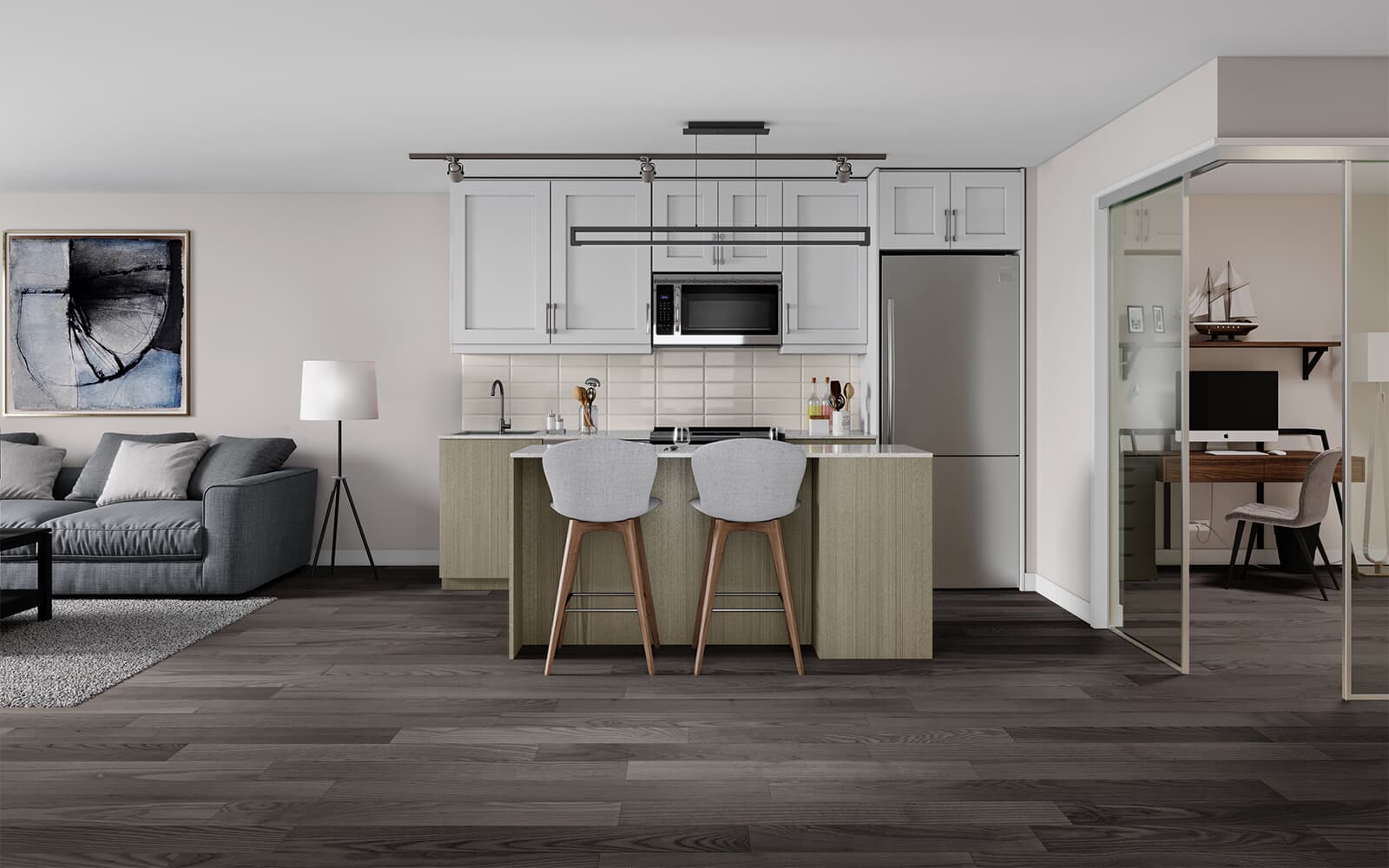 Interior Rendering of the Dundas Suite Design at Station No. 3 in Whitby, Ontario.