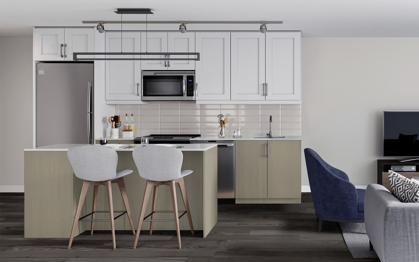 Interior Rendering of the Trent Suite Design at Station No. 3 in Whitby, Ontario.