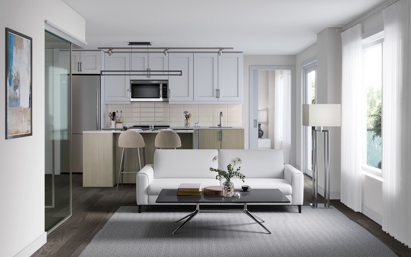Interior Rendering of the Colborne Suite Design at Station No. 3 in Whitby, Ontario.