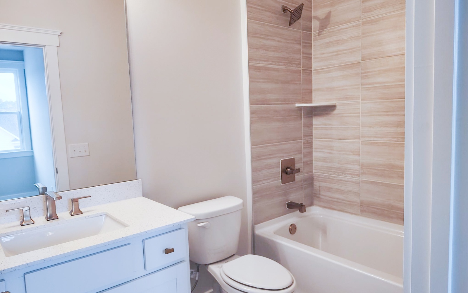 A secondary bathroom in the Preston on homesite 1819 at Nexton.
